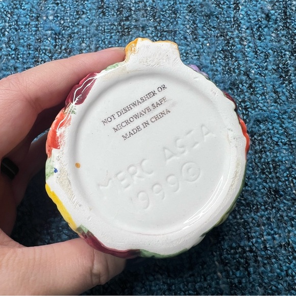 Vintage Merc Asia 1999 Garden Party Ceramic Sugar Dish Bunny Rabbit Floral - Picture 5 of 7